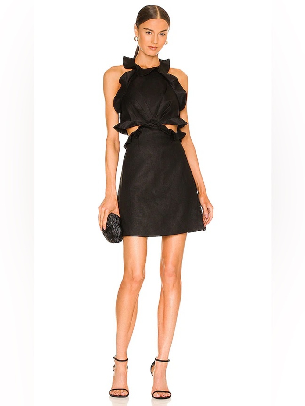 Zimmermann Postcard Tie Back Mini Dress in Black, Size 3 (Large/XL)
